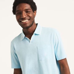 Linen Johnny Collar Polo,Aquasplash,large