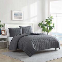 Brushed Micro Jersey Grey King Quilt-Sham Set,Mist Heather,large