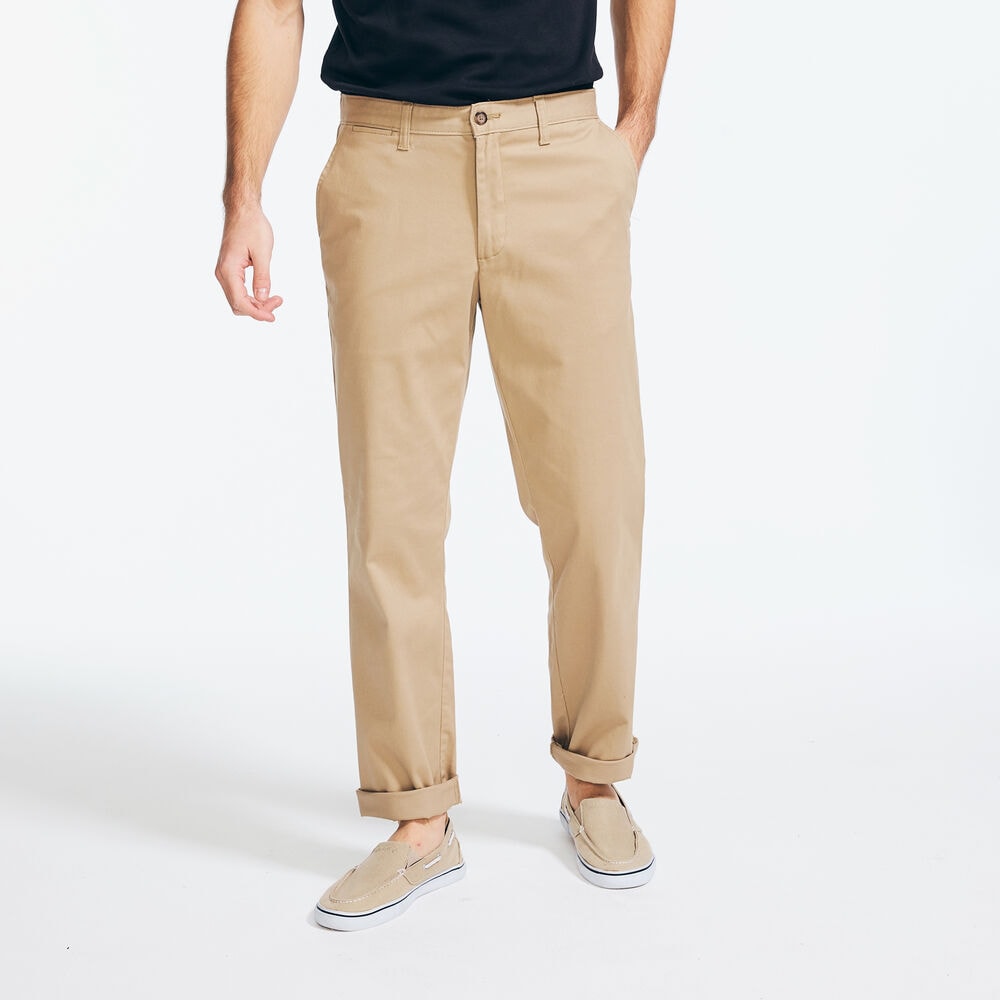 Wrinkle-Resistant Classic Fit Deck Pant,Khaki Beach,large