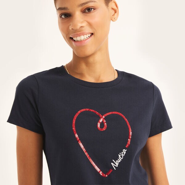 Sequin Valentine's Heart Puff Graphic T-Shirt