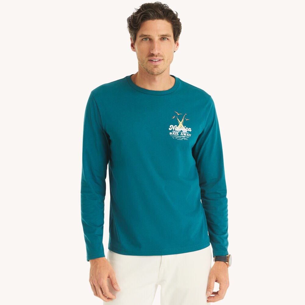 Graphic Long-Sleeve T-Shirt,Capri Blue,large