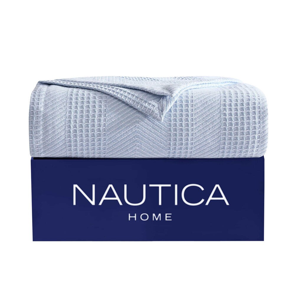 Chevron Blue Full Queen Blanket,Sea Mist,large