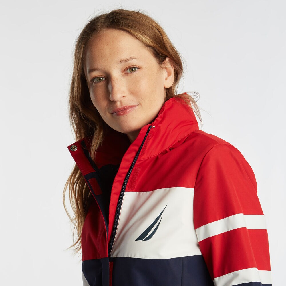 WOMEN'S COLOR BLOCK JCLASS JACKET,Stellar Blue Heather,large