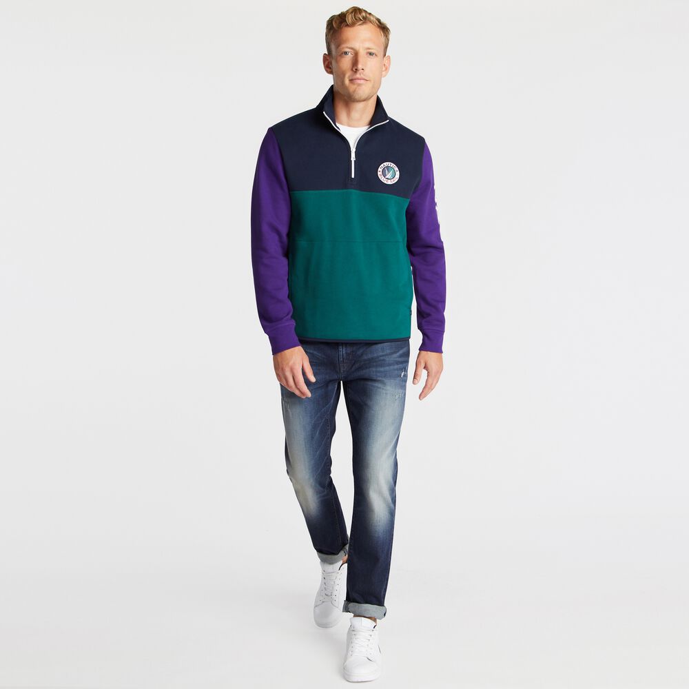 COLORBLOCK QUARTER-ZIP NAUTEX FLEECE,Olive,large