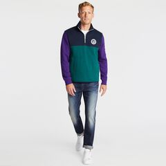 COLORBLOCK QUARTER-ZIP NAUTEX FLEECE,Olive,large