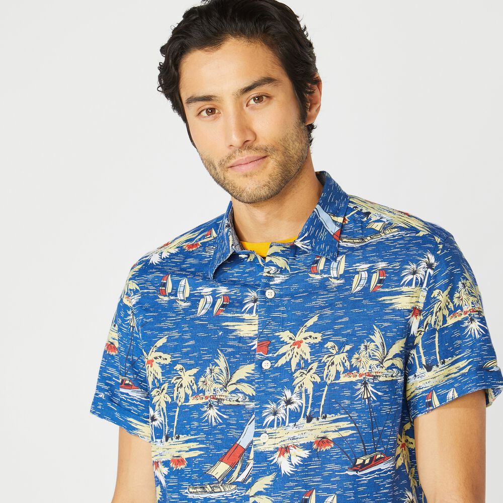 CLASSIC FIT LINEN PRINT SHIRT,Limoges,large