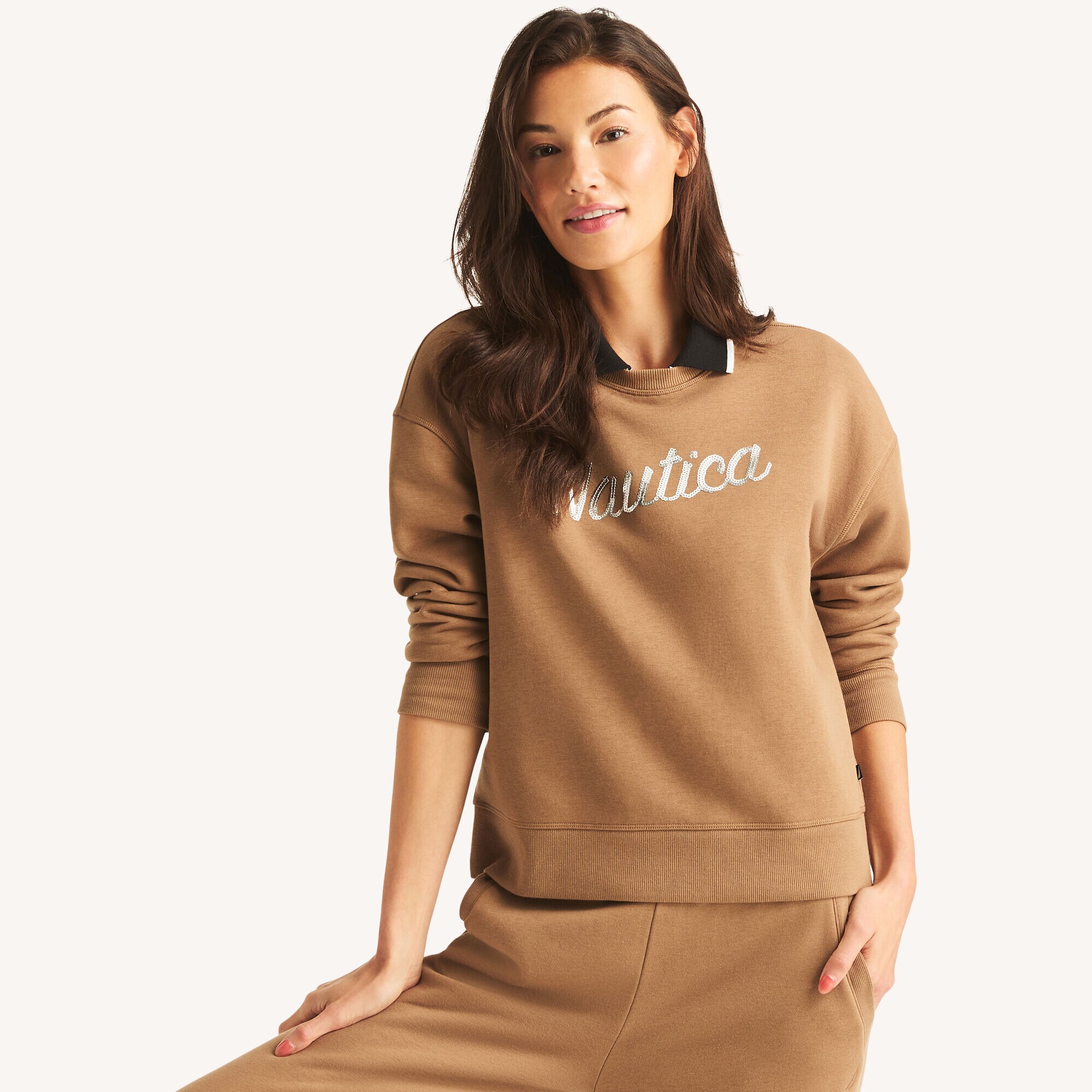 Fleece Logo Crewneck Sweatshirt,SADDLEBACK,large