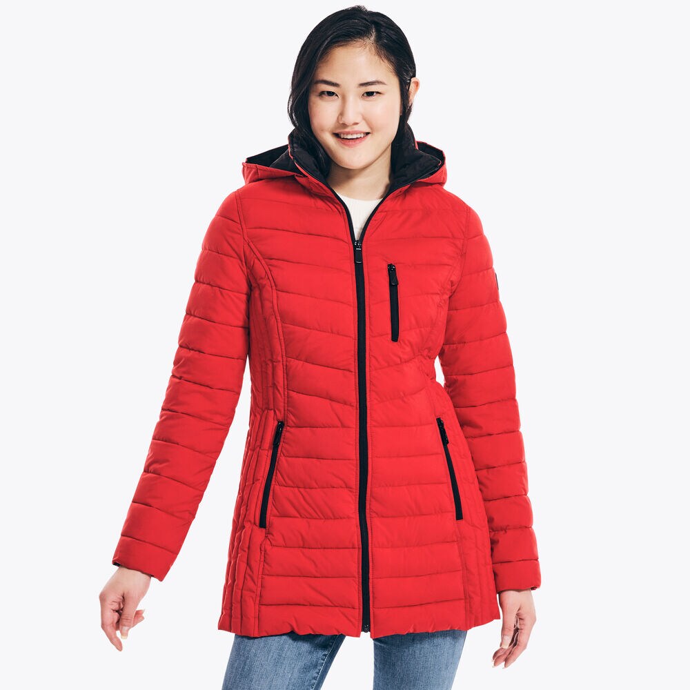 STRETCH HOODED JACKET,Tomales Red,large