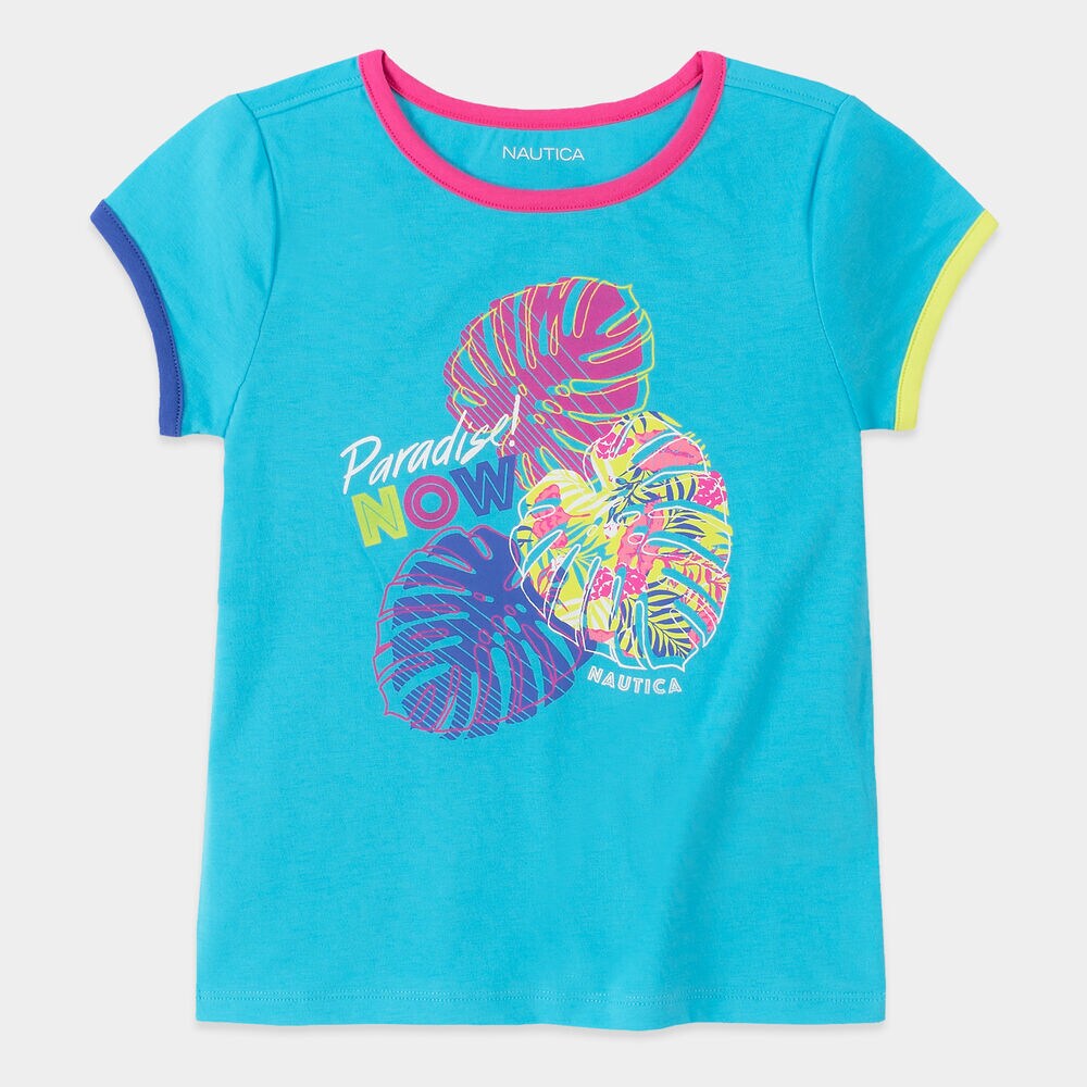 LITTLE GIRLS' PARADISE NOW GRAPHIC T-SHIRT (4-7),Castaway Aqua,large
