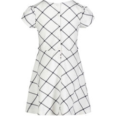 Girls' Plaid Fit & Flare Dress (7-16),Egret,large