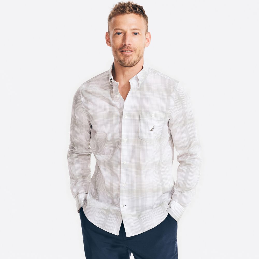 NAVTECH SLIM FIT PLAID SHIRT,Bright White,large