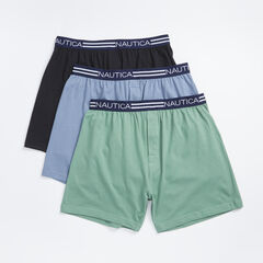 KNIT BOXERS, 3-PACK,Pure Deep Sea Wash,large