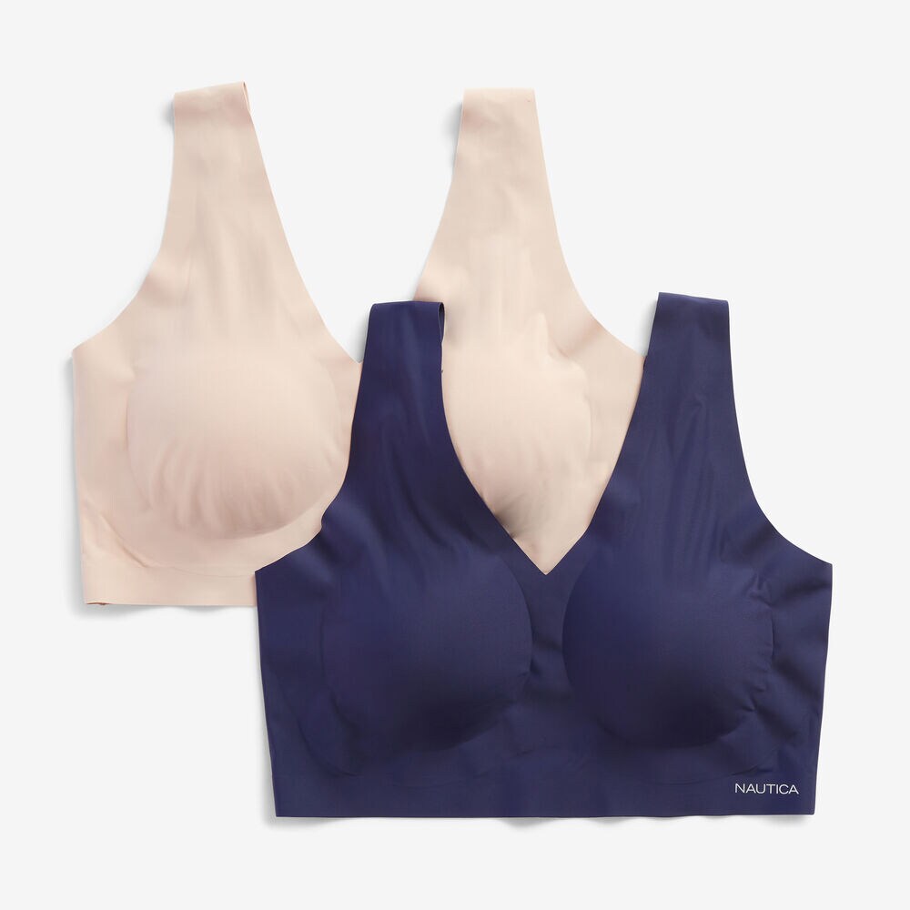 PLUS SEAMLESS LOGO BRALETTES, 2-PACK,Navy,large