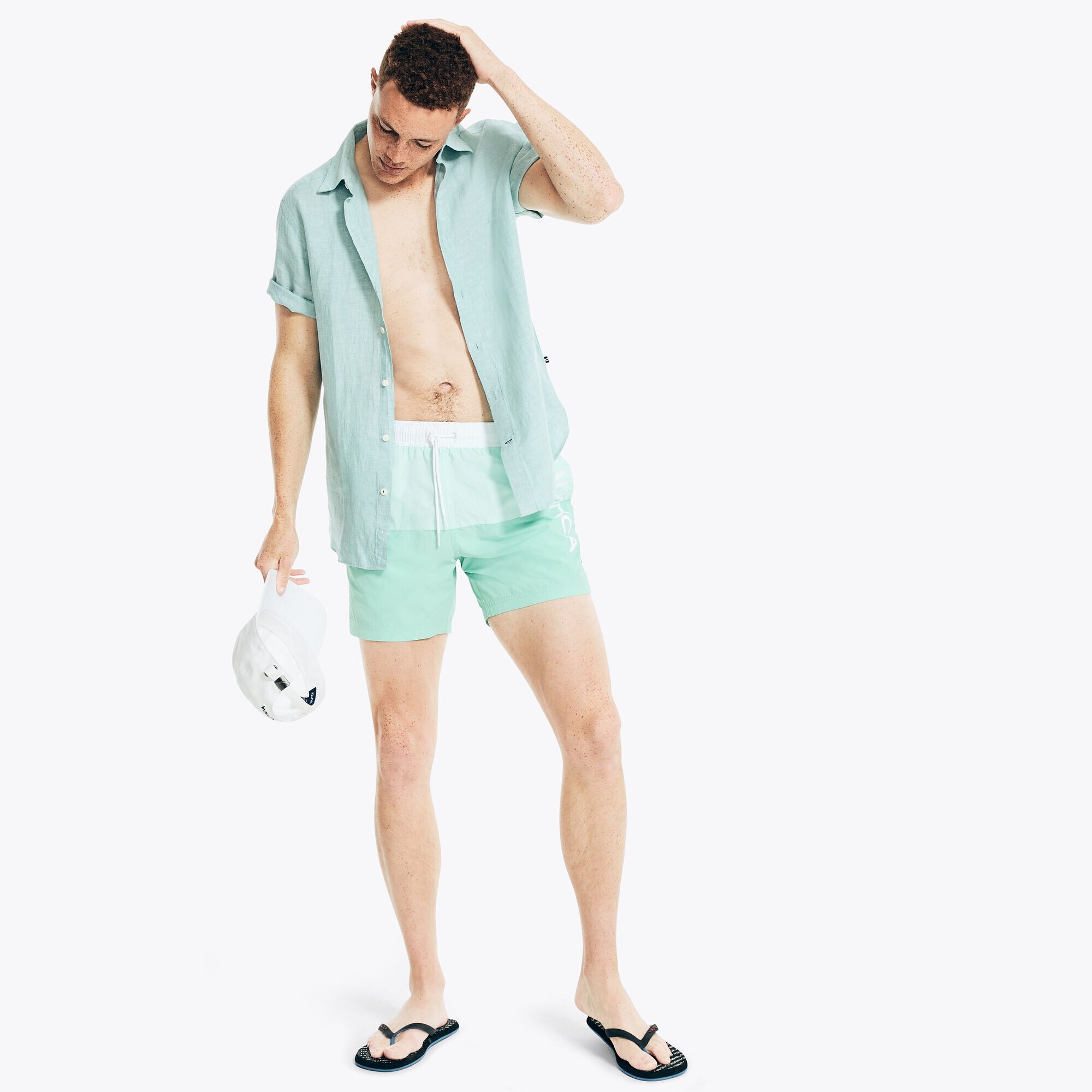 6" LOGO COLORBLOCK QUICK-DRY SWIM,Pool Side Aqua,large