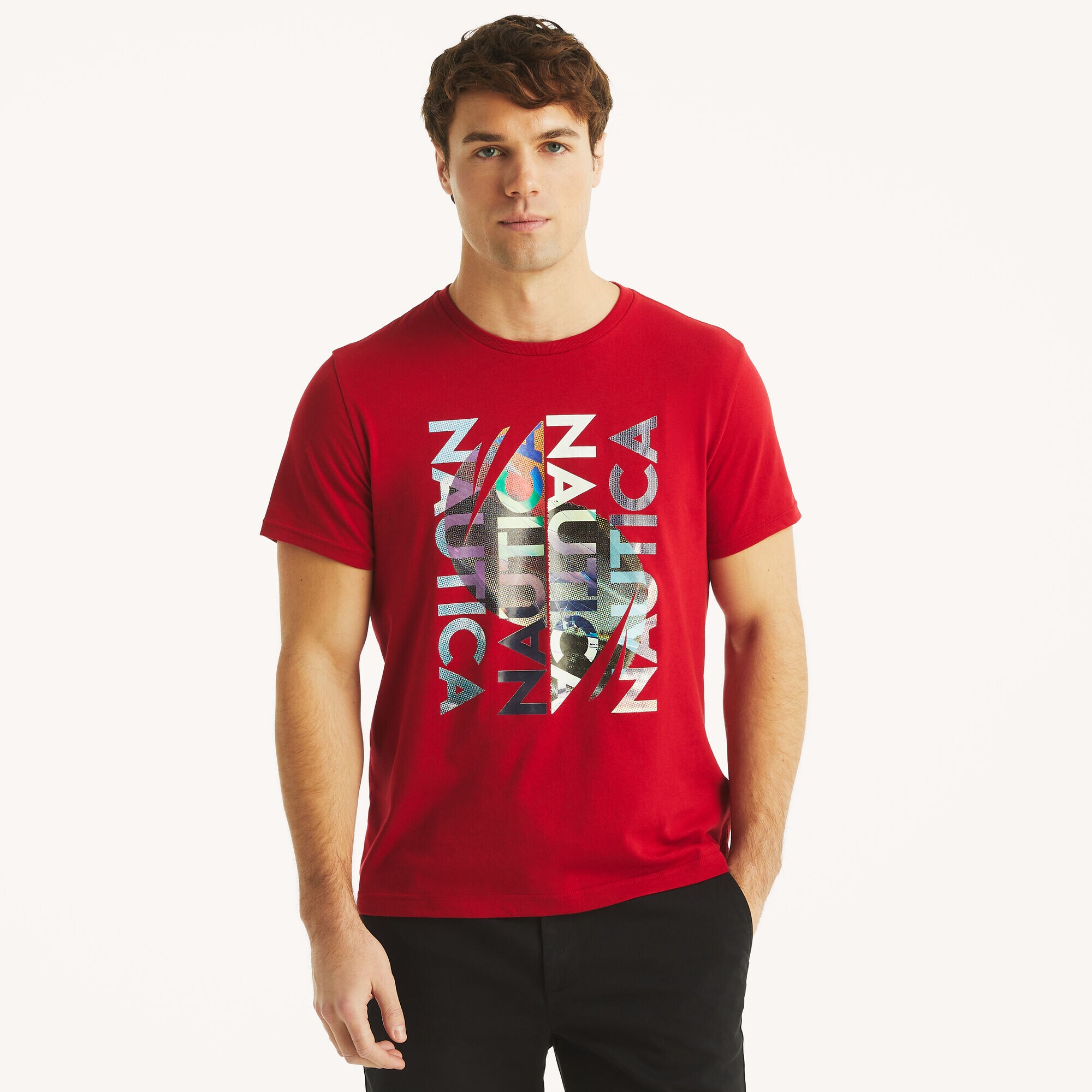 Foil Modern Logo Graphic T-Shirt,Nautica Red,large
