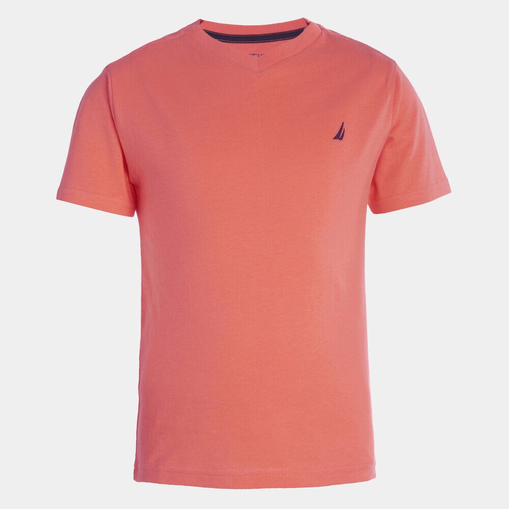 LITTLE BOYS' STRAIT V-NECK TEE (4-7),Livng Coral,large