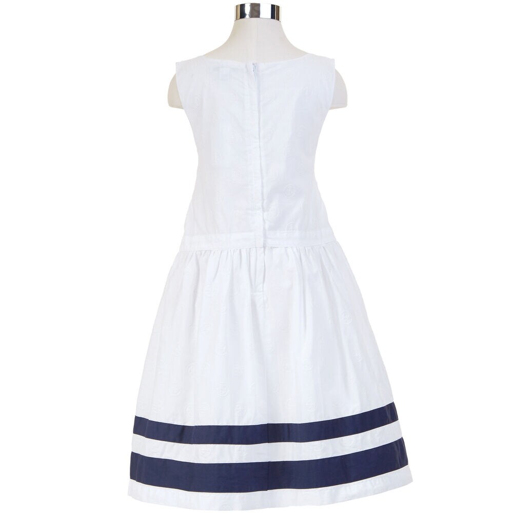Girls' Allover Tonal Anchor Dress (8-16),Sail White,large
