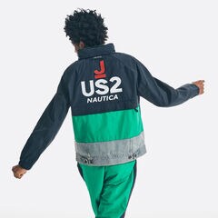 REISSUE COLORBLOCK DENIM-MIX JACKET,Navy,large