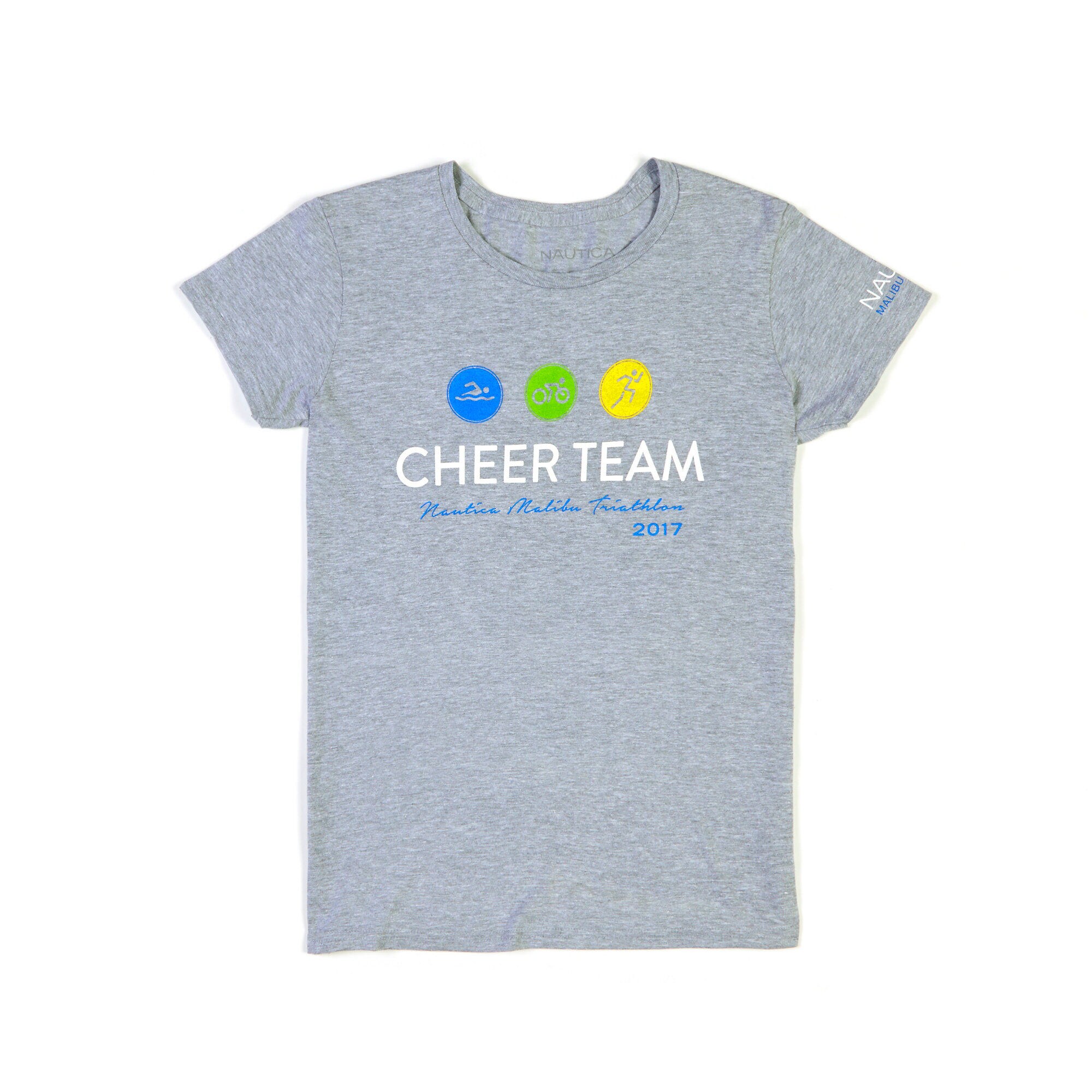 Nautica Malibu Triathlon Cheer Team Tee,Grey Heather,large