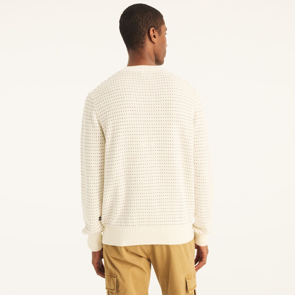 Jacquard Crewneck Sweater,Marshmallow,large