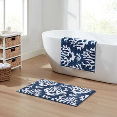 Coral Waterway Blue Bath Rug Set,Classic Blue,large