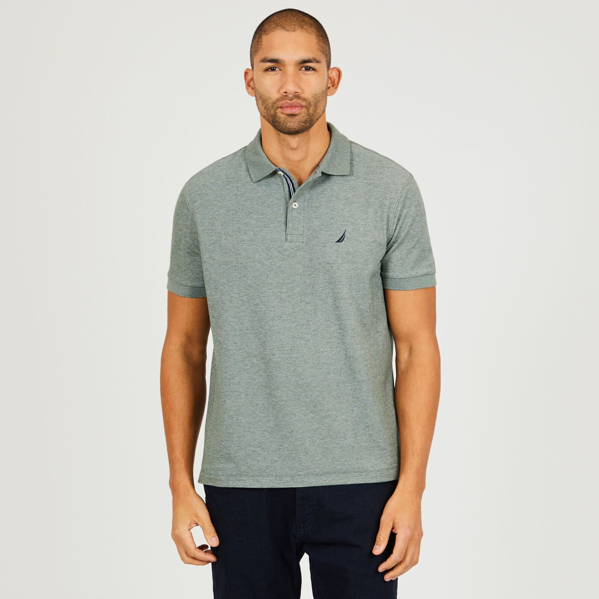 BIG & TALL STRETCH MESH POLO,Pine Forest Heather,large