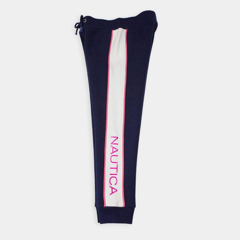 LITTLE GIRLS' SLIM FIT FOIL LOGO JOGGER (4-7),Navy,large