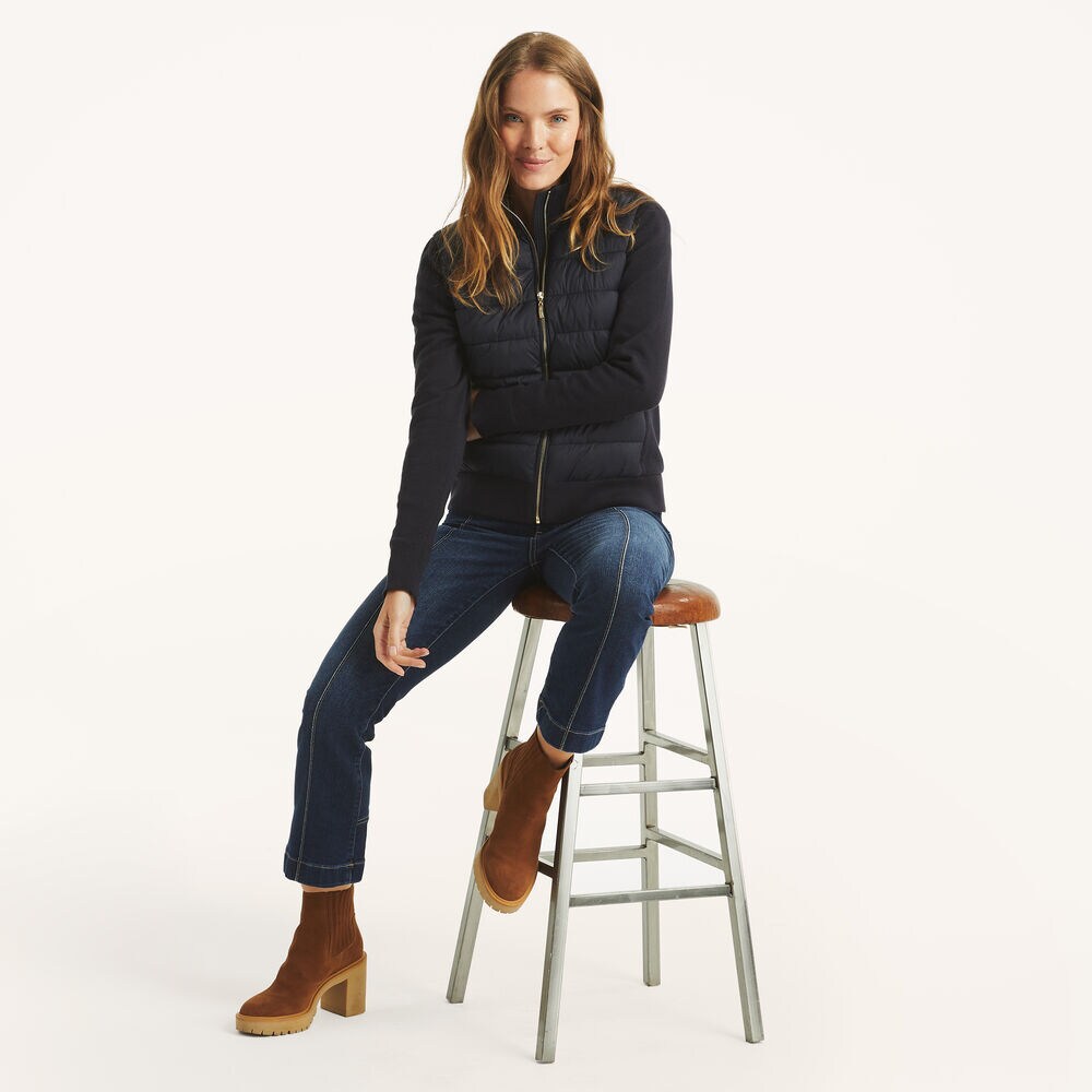 Sweater Quilted Jacket,Navy,large