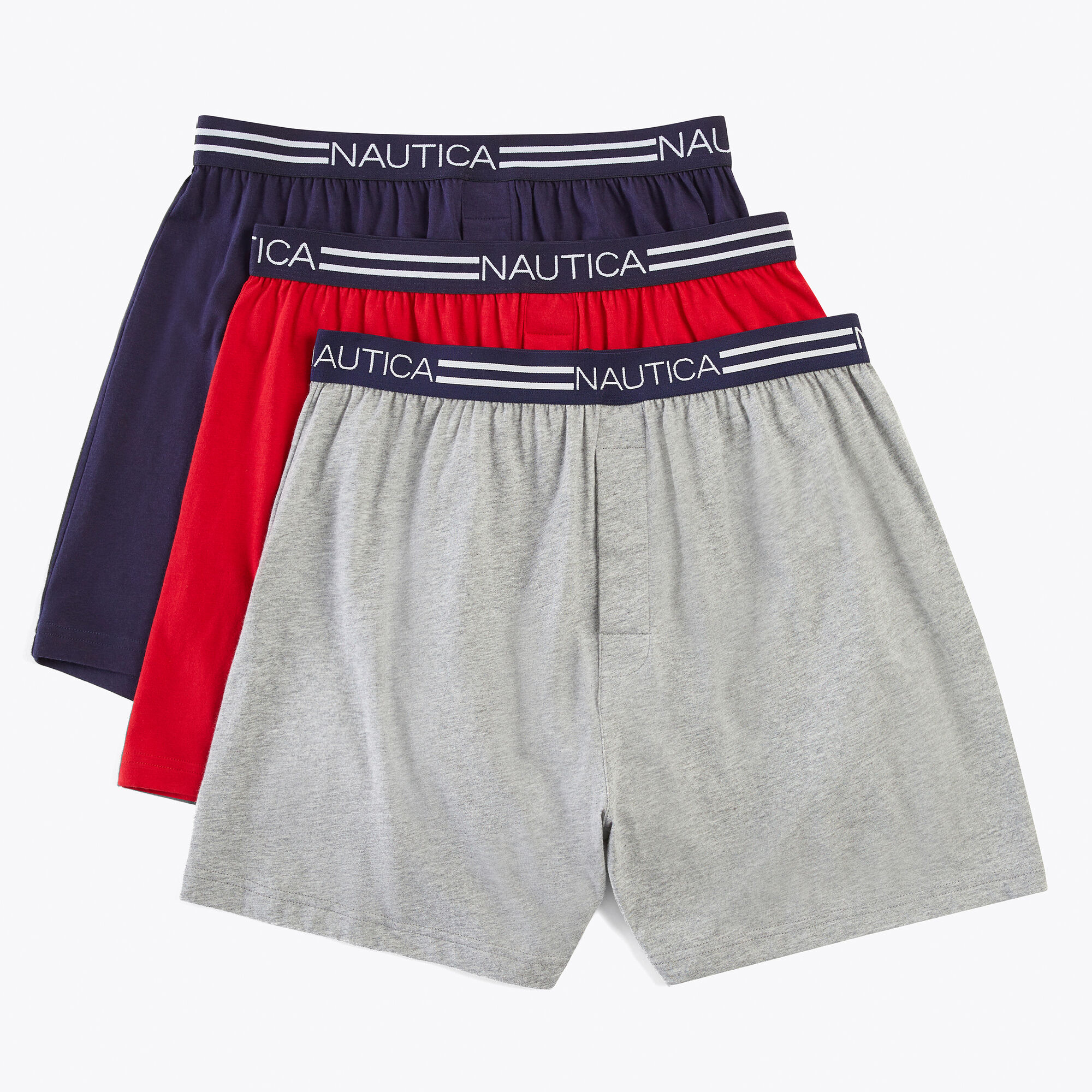 SOLID KNIT BOXERS, 3-PACK,Deep Ocean Blue Wash,large