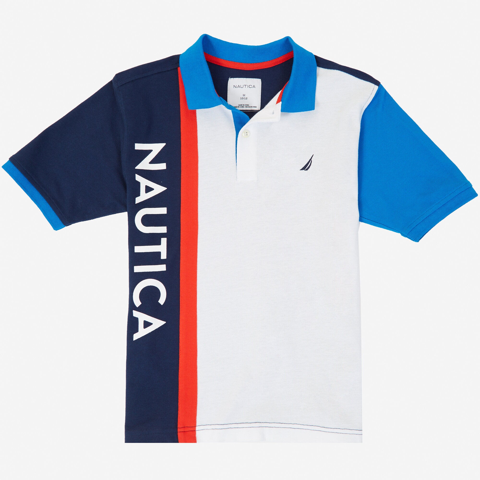 Old English Bb Color Block Polo - Blue/White 2XL