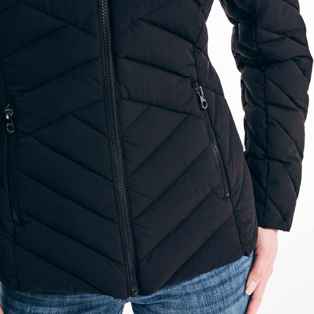 PACKABLE STRETCH HOODED JACKET,True Black,large
