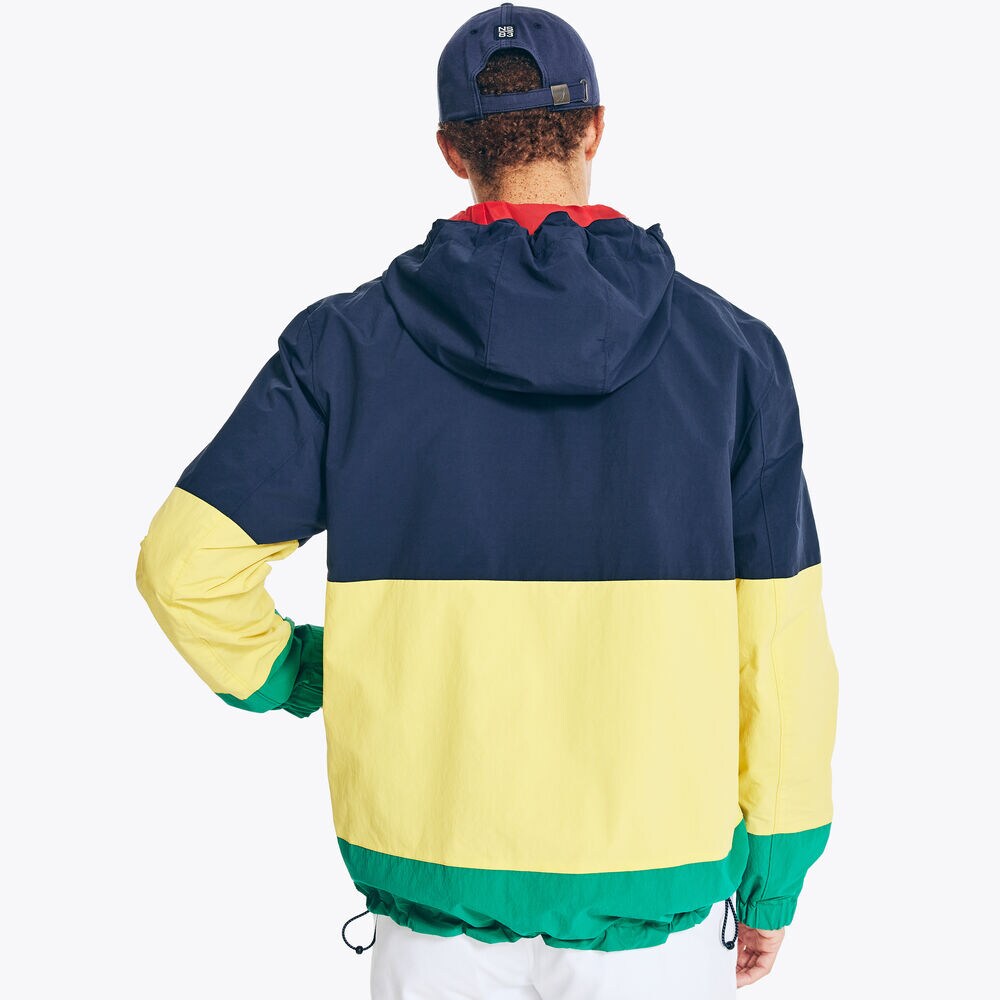 WATER-RESISTANT COLORBLOCK SAILING JACKET,Navy,large