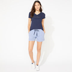 LINEN-BLEND SHORTS,Deep Navy Heather,large