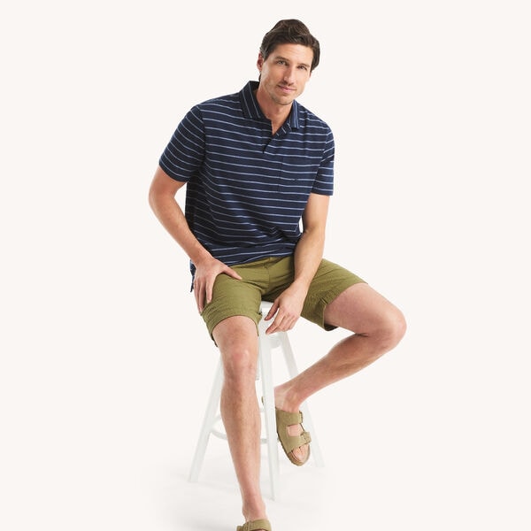 Classic Fit Striped Seersucker Polo