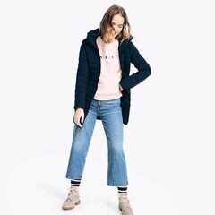 Puffer Jacket With Removable Hood,Stellar Blue Heather,large