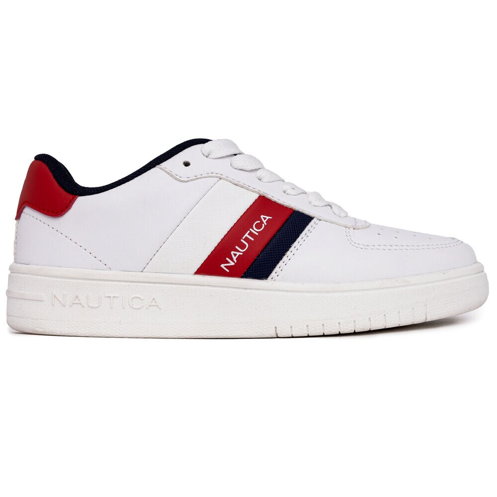 Boys' Side-Stripe Lace-Up Sneaker,Egret,large