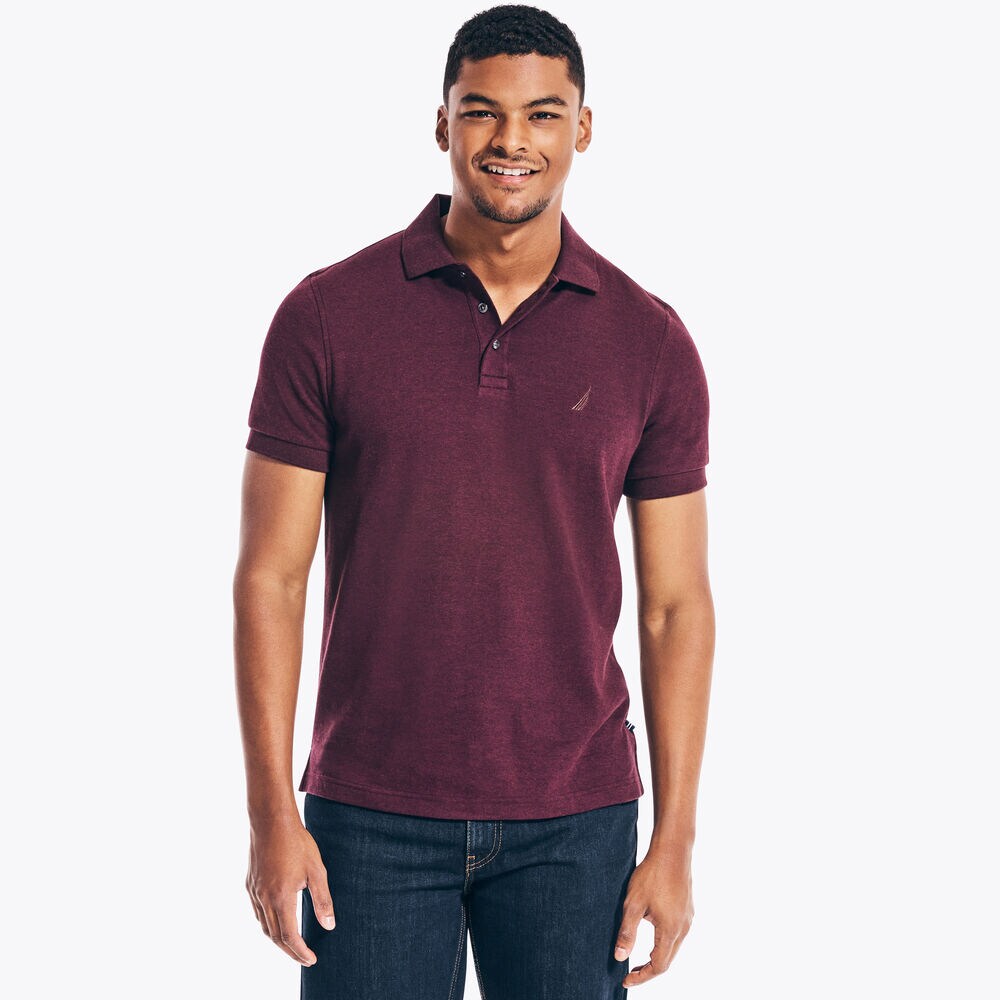 SLIM FIT HEATHERED INTERLOCK POLO,Glory Red,large