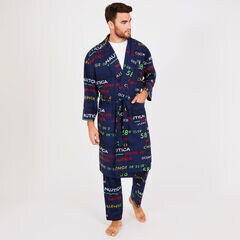 Nautica Logo Cozy Fleece Robe,J Navy,large
