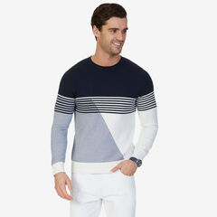  Intarsia Knit Sweater,Marshmallow,large