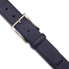 Perforated Leather Belt,Workshirt Blue,large