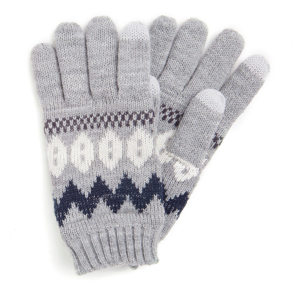 Fair Isle Gloves,Grey Heather,large