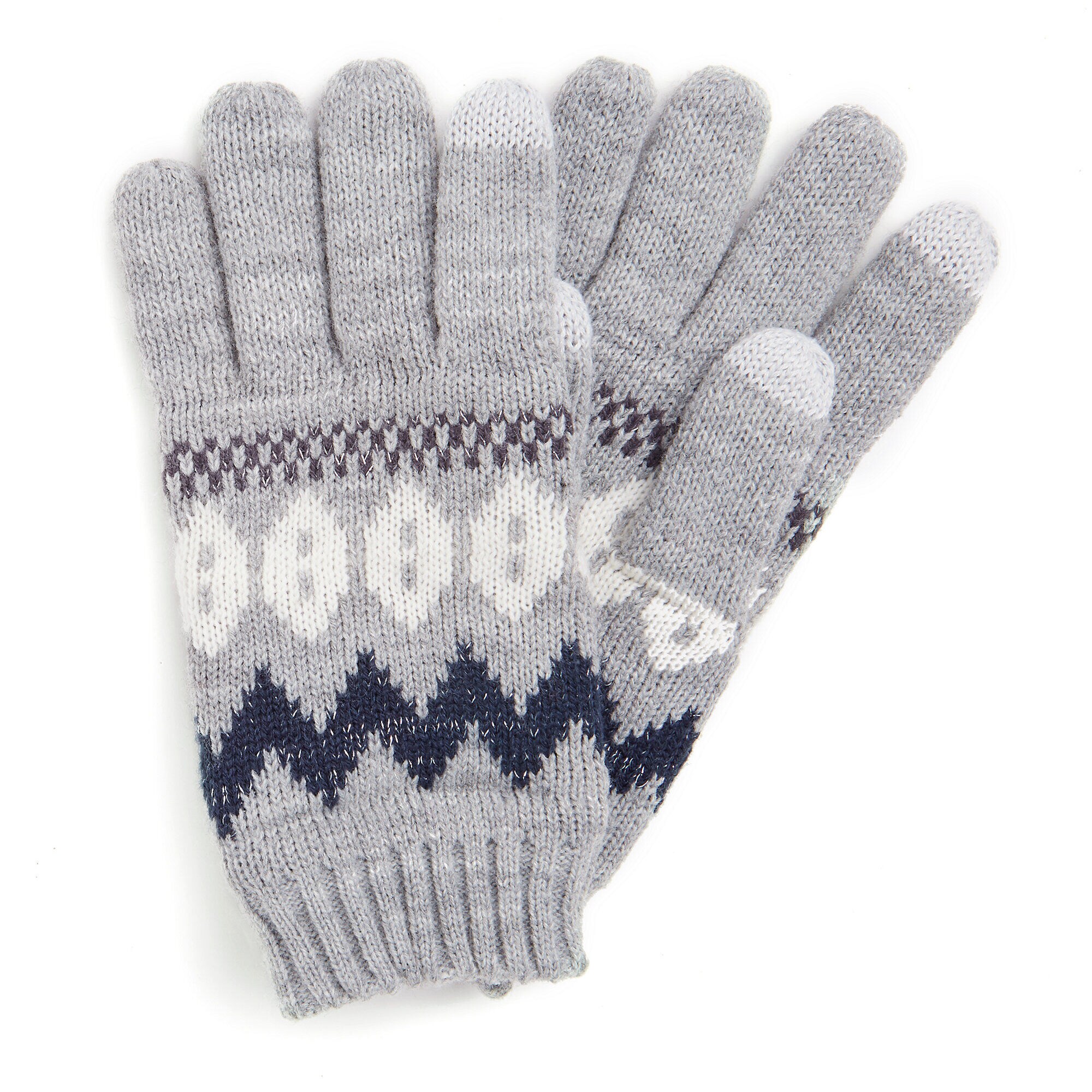 Fair Isle Gloves,Grey Heather,large