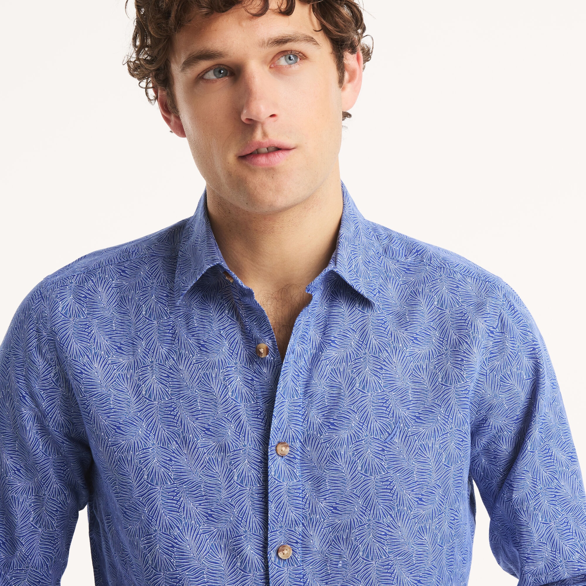 Printed Linen Shirt,Nite Sea Heather,large