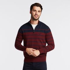 BIG & TALL NAVTECH STRIPED QUARTER-ZIP SWEATER,Royal Burgundy,large