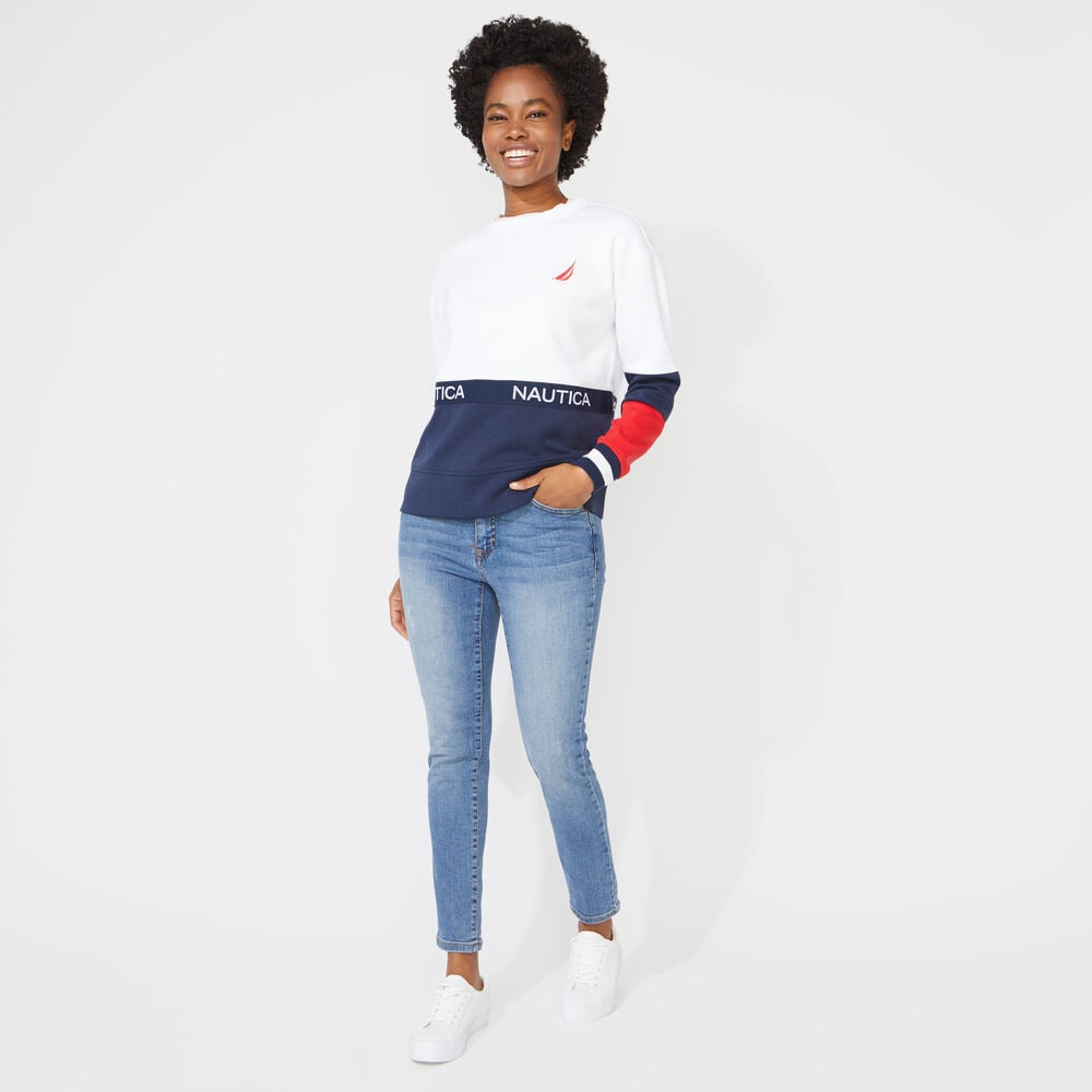 COLORBLOCK LOGO SWEATSHIRT,Bright White,large