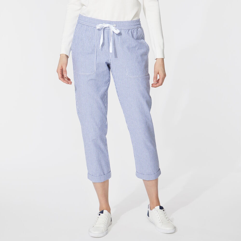 STRIPE CUFFED PANTS,Bright White,large