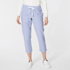 STRIPE CUFFED PANTS,Bright White,large