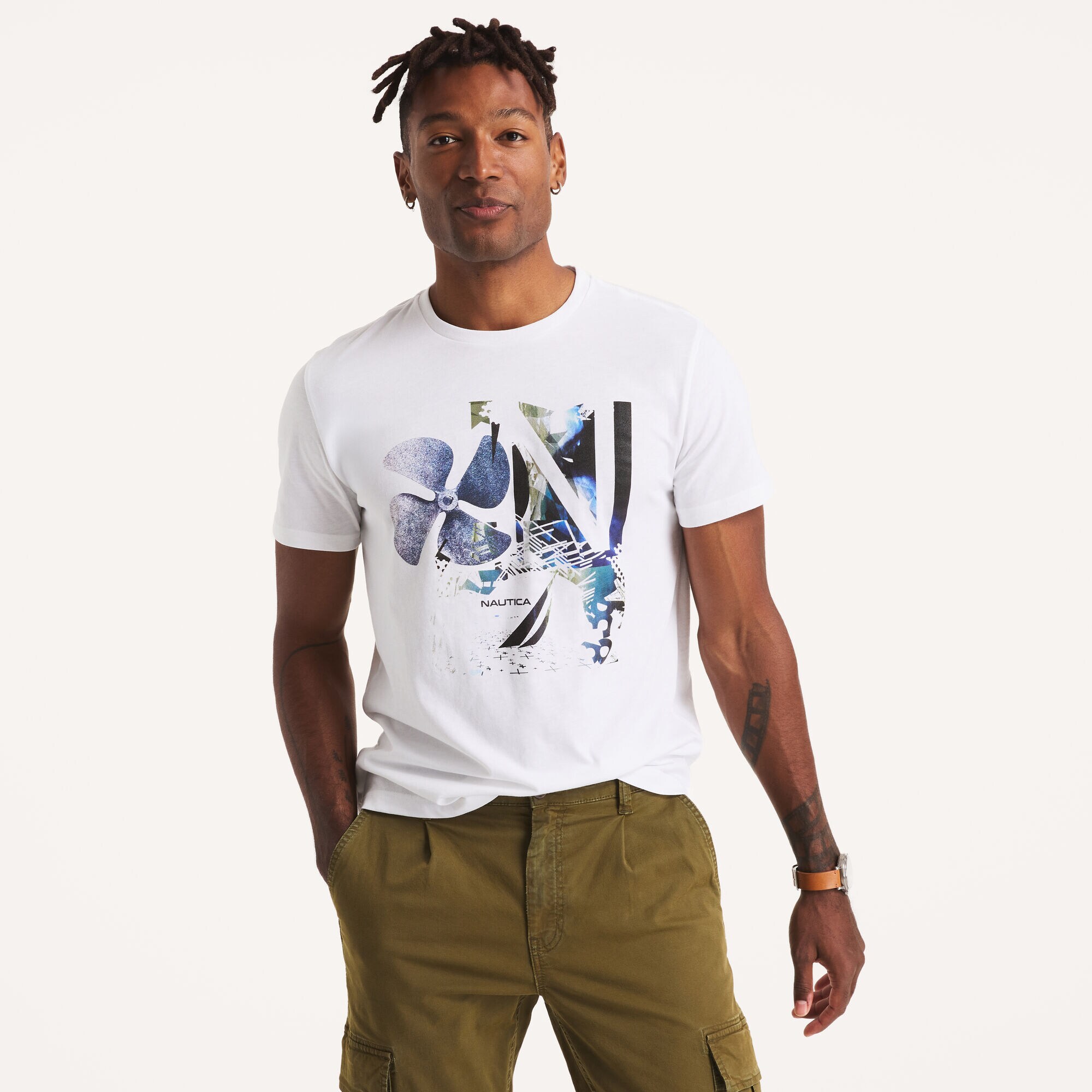 Propeller Graphic T-Shirt,Bright White,large