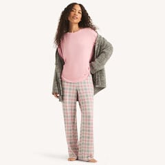 Plaid Pajama Pant Set,Grey Heather,large