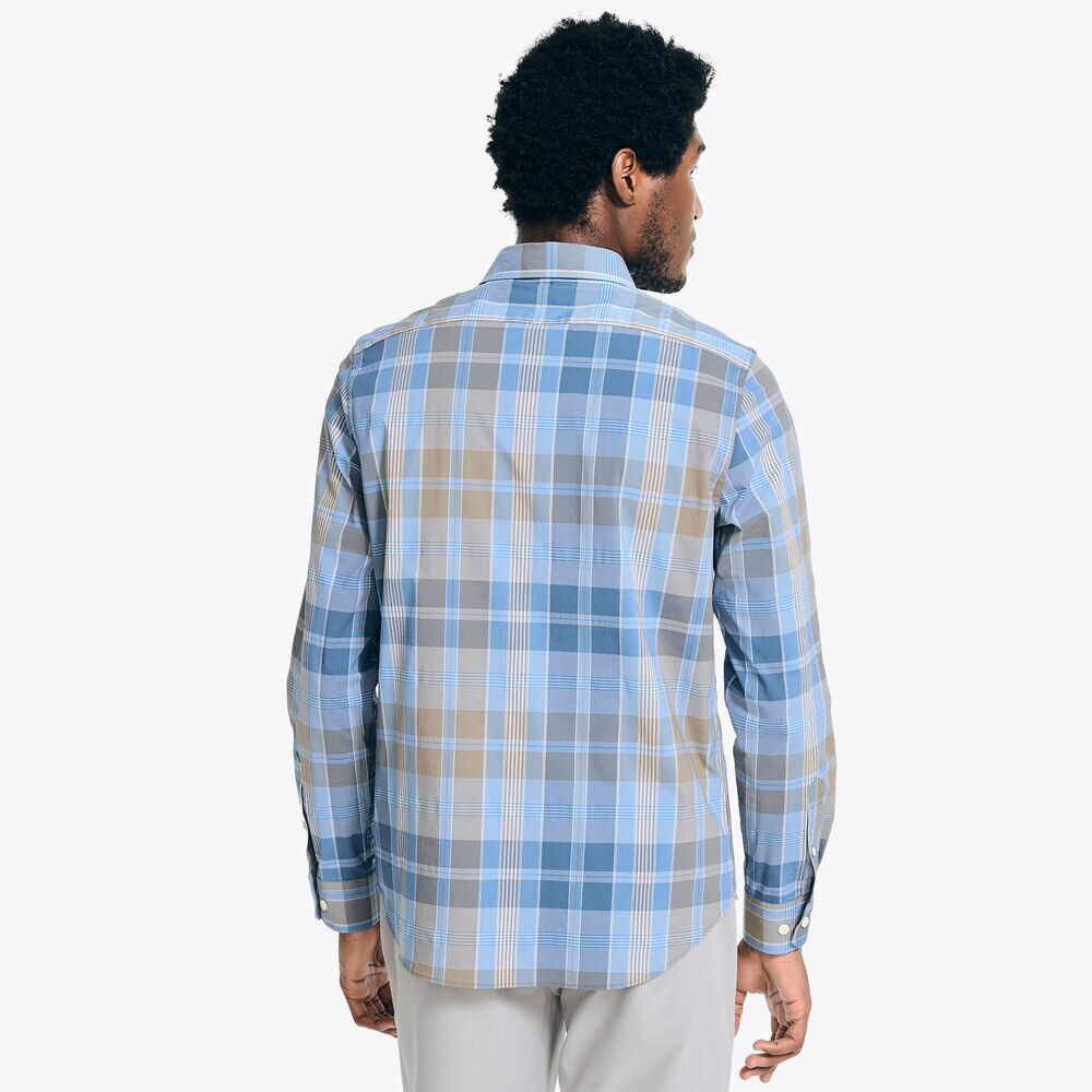 Navtech Trim Fit Plaid Shirt,Dock Blue,large